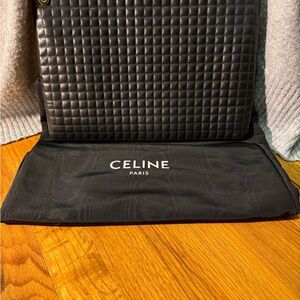Celine Black Leather Bag with Gold Zipper